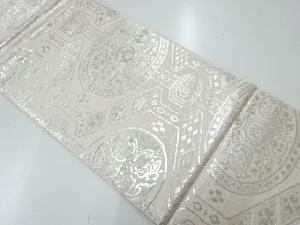 リサイクル　純銀箔草花に抽象模様織出し袋帯